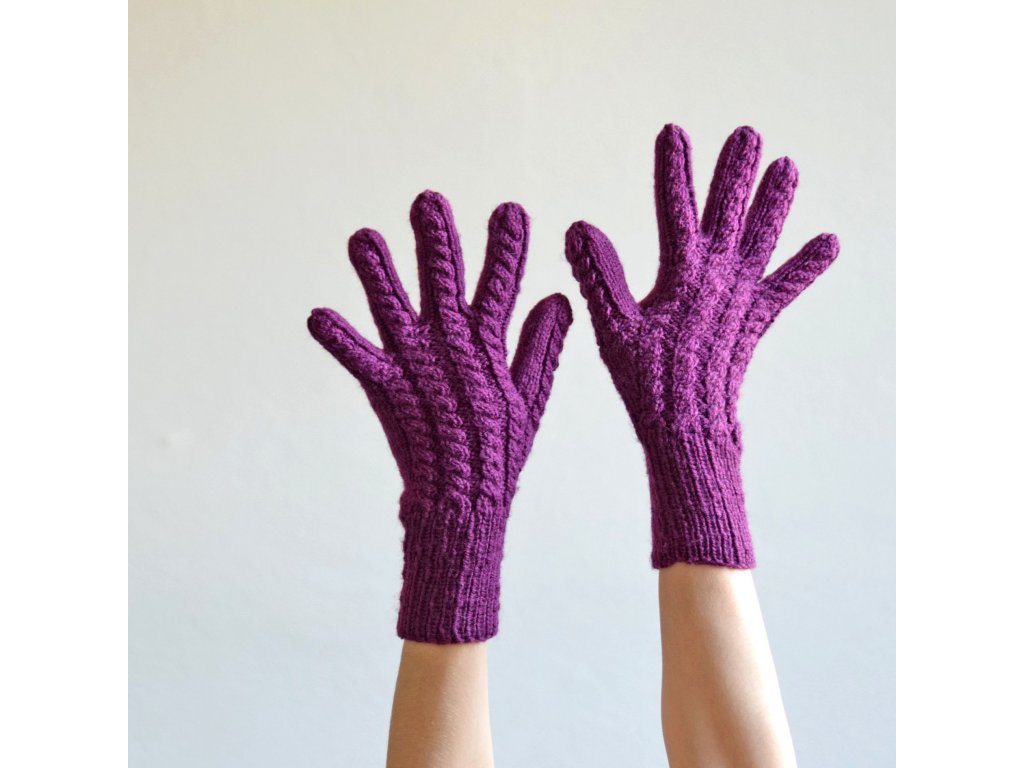 rukavice dámské finger fialové 1