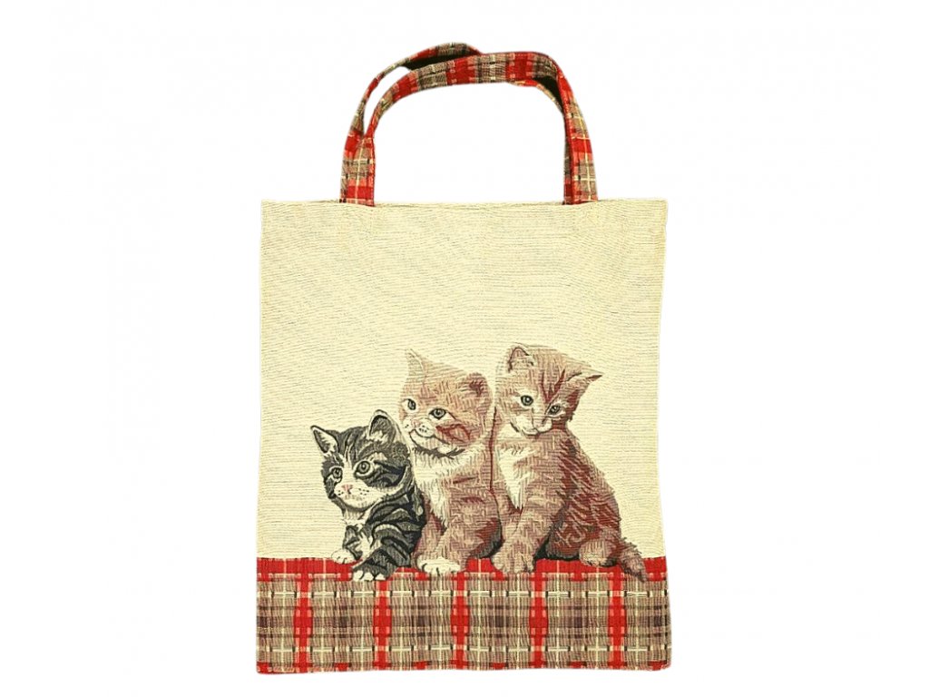 taška nákupní pevná kočka s kočkou kočičí kotě koťátka gobelín vyšívaná 4