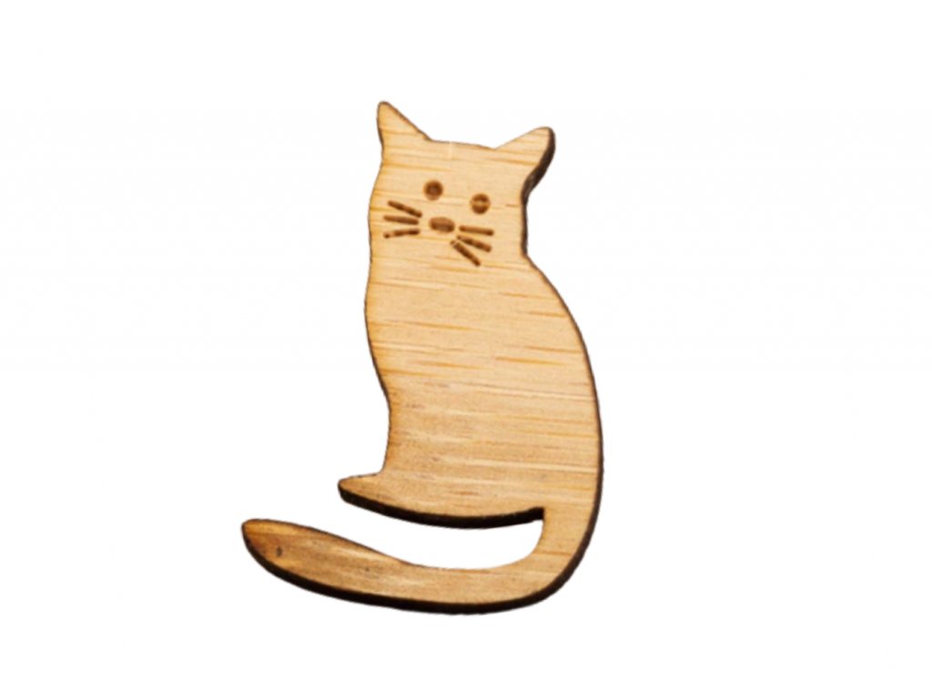 dřevěná brož kočka s kočkou kočičí kočička špendlík