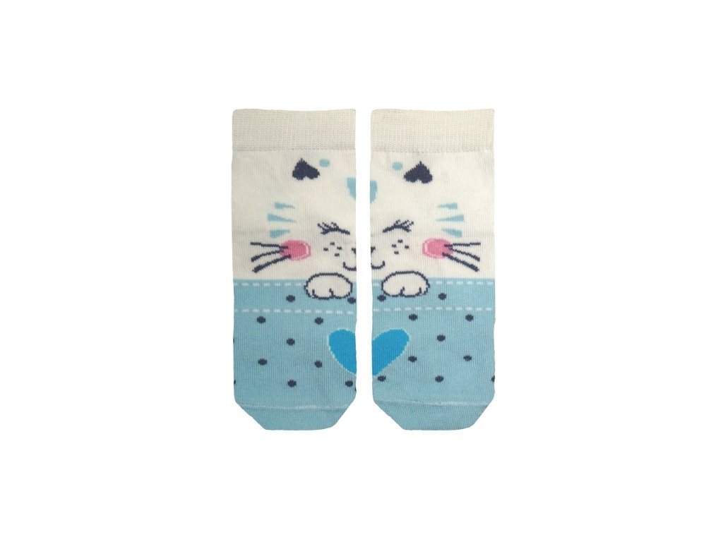 ponožky dětské kočka s kočkou kočičí s kočkami bledě modré kotě koťátko pro holčičky pro děti