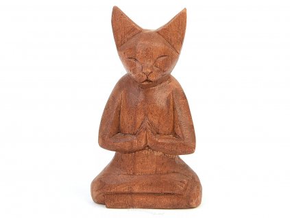 meditující kočka s kočkou kočičí soška socha 2