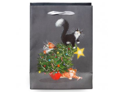 dárková taška kočka s kočkou kočičí s kočkami kim haskings vánoční vánoce jmelí 4