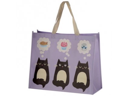 nákupní taška černá bílá kočka tři kočky 2