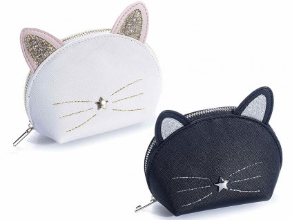 peněženka klíčenka portmonka kočka s kočkou kočičí s kočkami s ušima černá bílá