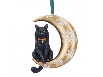 vánoční ozdoba dekorace kočka s kočkou kočičí s kočkami měsíc vločky černá zlatá