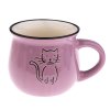 hrnek buclák kočka s kočkou kočičí keramikav růžový fialový
