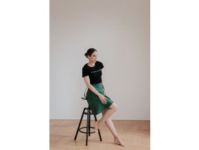 Lněná zavinovací sukně s volány - zelená
