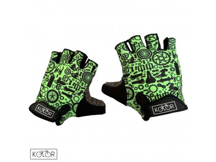 Krátké cyklistické rukavice Parts -GREEN (Velikost XL)