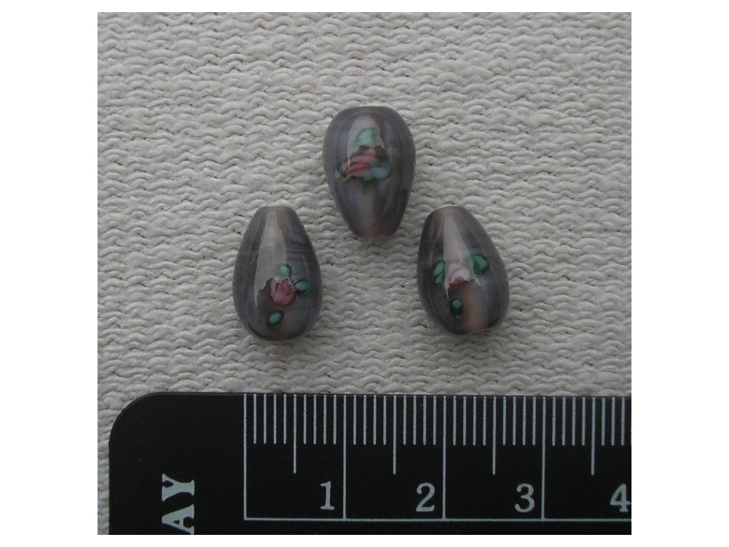 Vinutý korálek - hruška perleťová šedá 12 mm
