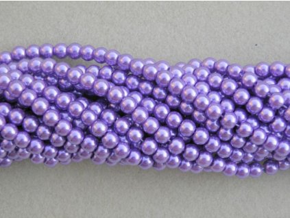 Korálky - voskované perle 4 mm fialová (DOVOZ)
