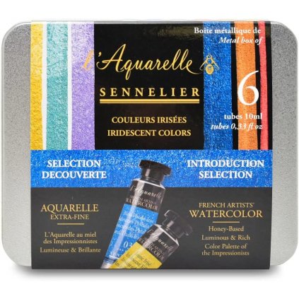 Sennelier, L´ Aquarelle, mistrovské akvarelové barvy, iridescentní č.1, 6 ks