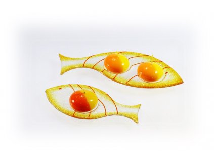 Skleněný svícínek rybička FISH ambrová