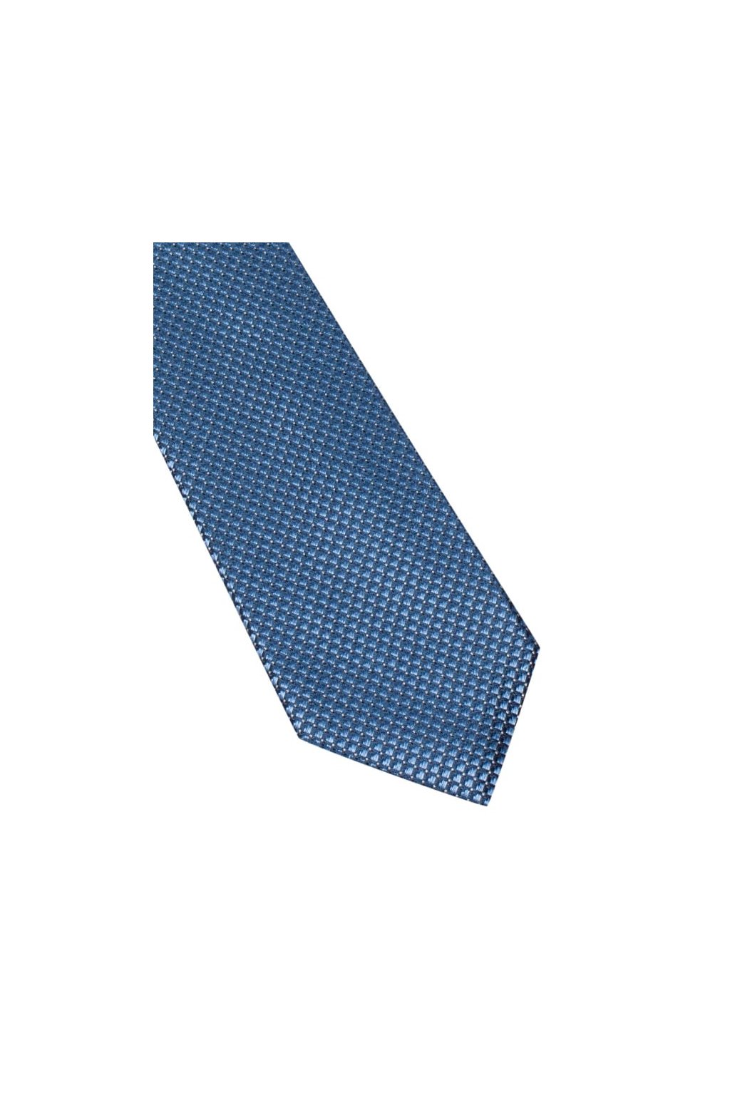 Úzká hedvábná kravata Eterna - modrá s jemnou strukturou