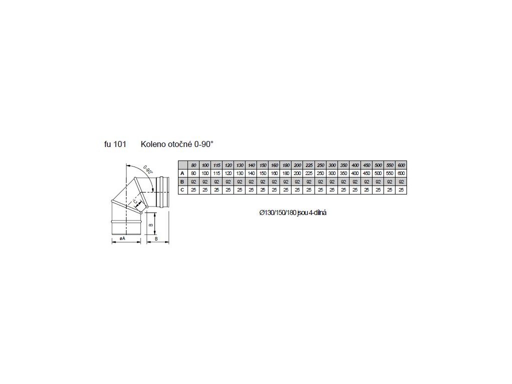 Koleno otočné nerez 0-90° 1-150mm - Krbová-kamna-eshop