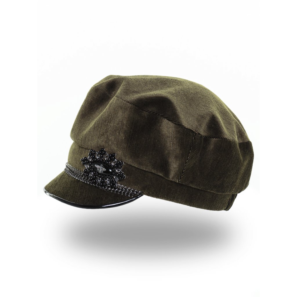 Dámská čepice s kšiltem Krumlovanka LP-427039 zelený velur