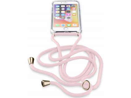 Transparentní zadní kryt Cellularline Neck-Case s růžovou šňůrkou na krk pro Apple iPhone 7/8/SE (2020/2022)