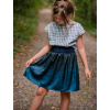 Dívčí saténová sukně v autorském designu Máky v temné obloze (6a)