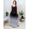 Dámská saténová MAXI sukně s kapsami Autorský vzor Černobíálé vlčí máky 4