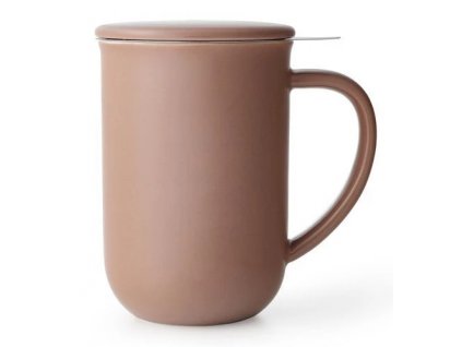 Tea infuser mug MINIMA 500 ml, with lid, brown, porcelain, Viva Scandinavia