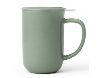 Tea infuser mug MINIMA 500 ml, with lid, green, porcelain, Viva Scandinavia