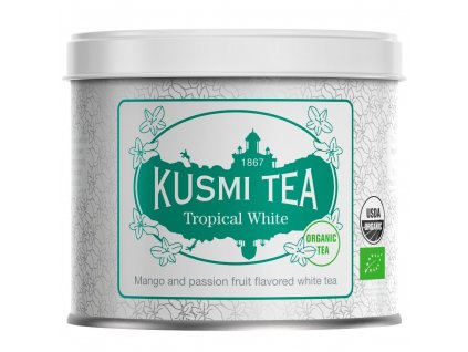 Baltoji arbata TROPICAL, 90 g birių arbatos lapelių skardinė, Kusmi Tea