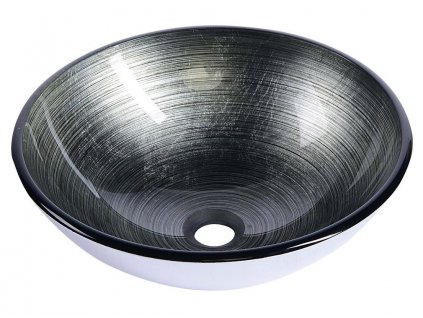 DAMAR sklenené umývadlo na dosku Ø 42 cm, tmavo sivá/strieborná