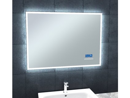 Zrkadlo s LED osvetlením 90x65 cm, bluetooth, hodinami, kalendárom, teplotou vzduchu a nastaviteľnou teplotou svetla