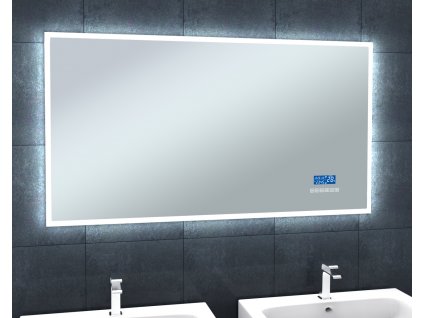 Zrkadlo s LED osvetlením 120x65 cm, bluetooth, hodinami, kalendárom, teplotou vzduchu a nastaviteľnou teplotou svetla