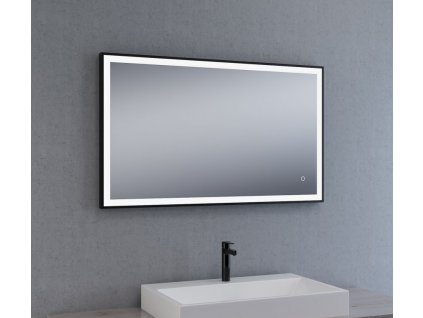 Zrkadlo s čiernym rámom a LED osvetlením, 1000 x 600 mm, nastaviteľná teplota farby svetla
