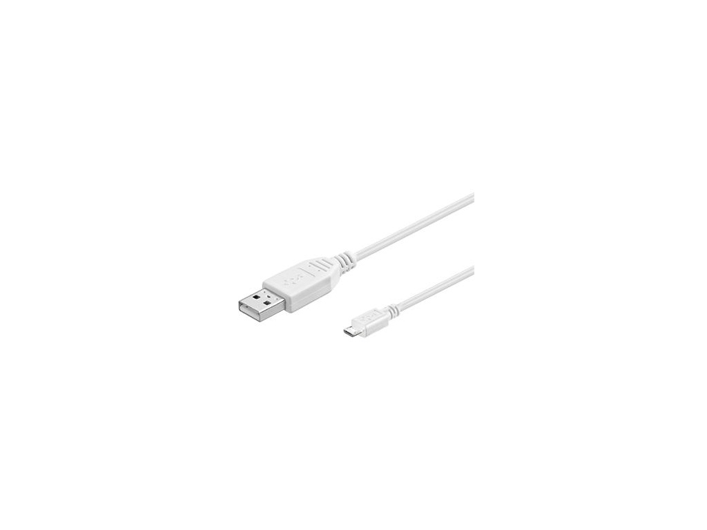 PremiumCord Kabel micro USB 2.0, A-B 2m, bílá, ku2m2fw