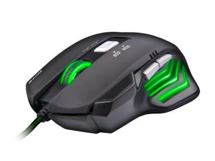 C-TECH herní myš Akantha (GM-01G), herní, zelené podsvícení, 2400DPI, USB, GM-01G