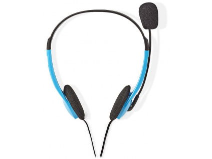 NEDIS headset CHST100BU/ drátová sluchátka + mikrofon/ 2x 3,5 mm jack/ kabel 2 m/ modrý, CHST100BU