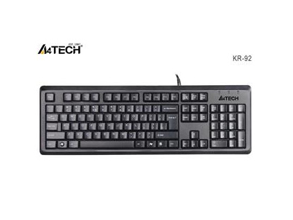 A4tech KR-92, klávesnice, CZ/US, USB, voděodolná, černá, KR-92
