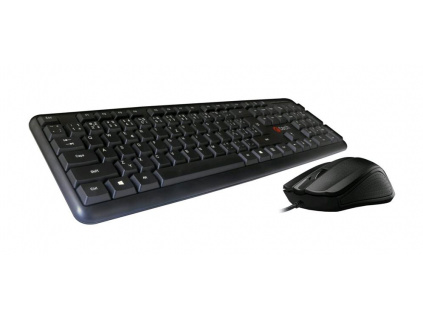 C-TECH klávesnice s myší KBM-102, drátový combo set, USB, CZ/SK, KBM-102-BL