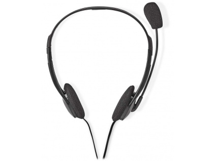 NEDIS headset CHST100BK/ drátová sluchátka + mikrofon/ 2x 3,5 mm jack/ kabel 2 m/ černý, CHST100BK