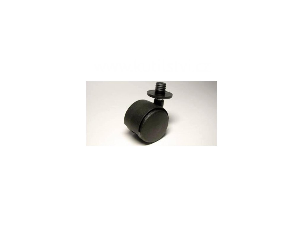 Nábytkové kolečko typu A + plastový čep 12x12mm, celoplastové, průměr 40, černé