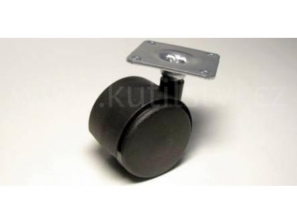 Nábytkové kolečko typu A + kovová destička 42x42mm, celoplastové, pr. 40mm, černé