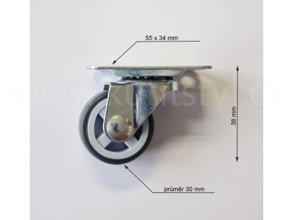 Kolečko otočné s gumou, průměr 30 mm, nosnost 20 kg