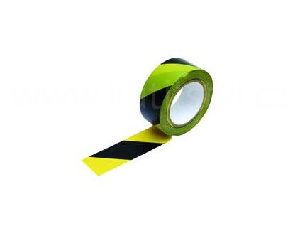 Varovací PVC páska černá-žlutá samolepicí, 50 mm x 33m