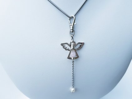 Angel 2 Náhrdelník (ocel, perly, růženín)2