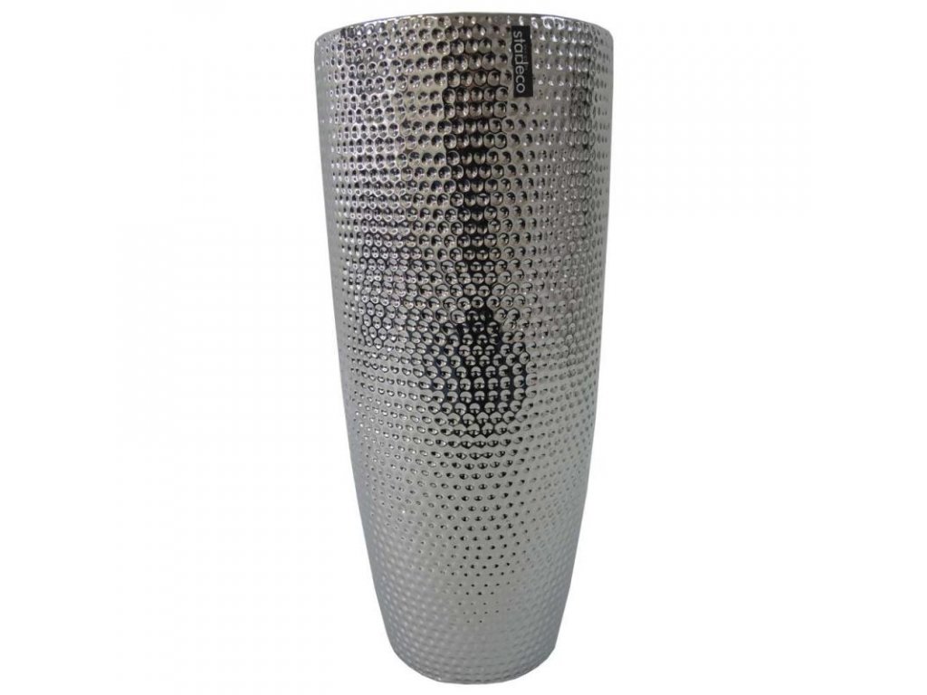 Váza keramická stříbrná 39 cm