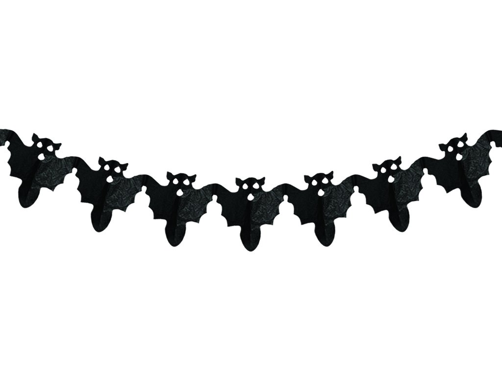 Řetěz s netopýry papírový černý 360 cm