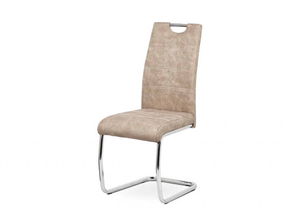 Jídelní židle krémová imitace broušené kůže / chrom
