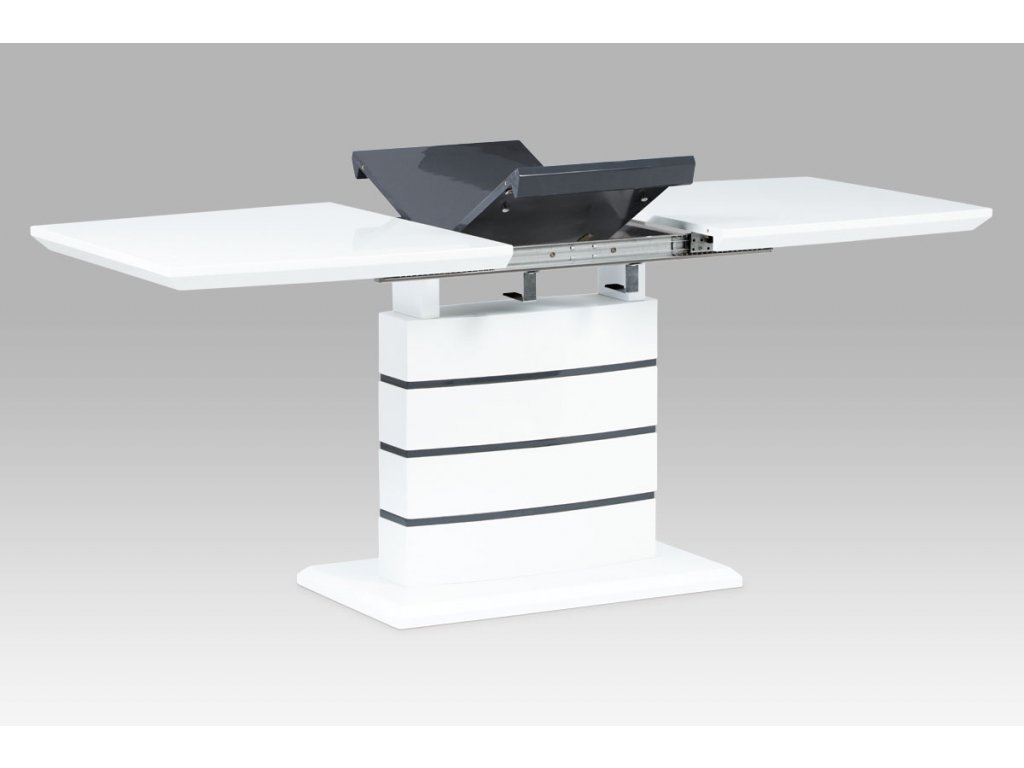 Jídelní stůl rozkládací bílý / šedý / lesk 140 - 180 x 80 cm