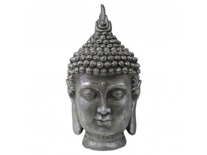 Dekorace Buddha hlava stříbrná 61,5 cm