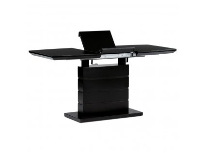 Jídelní stůl černý / sklo 110+40x70 cm