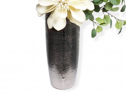 Váza keramická stříbrná 48 cm