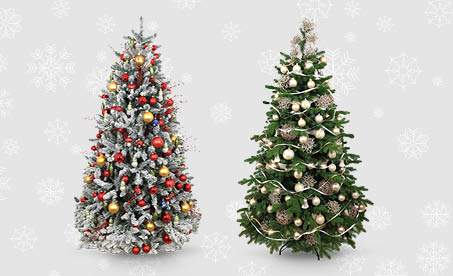 ozdobené vánoční stromky