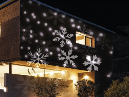 LED vánoční projektor světelný VLOČKY S HVĚZDIČKAMI - vnitřní i venkovní