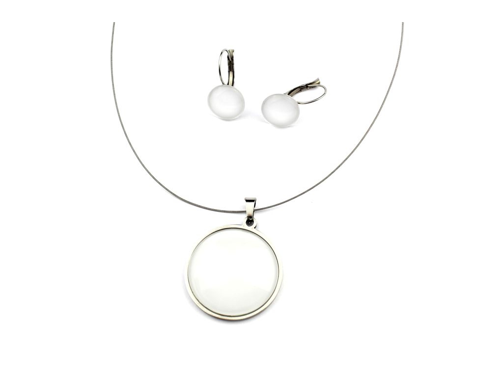 Set bílý - visací náušnice + náhrdelník